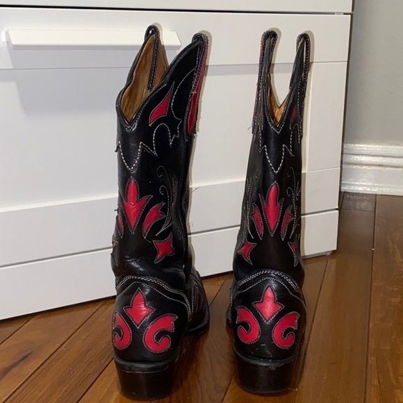 J.B. Dillon Black and Red Heeled Boots - Picture 2 of 2